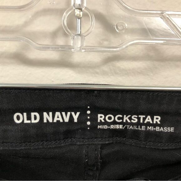 Old Navy Women's Black Embroidered Mid Rise Rockstar Jeans size 16 - Picture 4 of 7